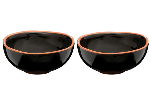 Premier Housewares Calisto Black Glazed Terracotta Set Of 2 Small Bowls