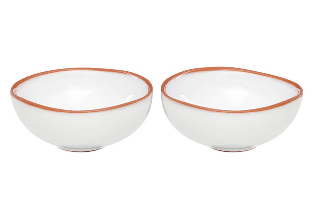 premier housewares Calisto Terracotta Set of 2 White Glazed Mini Bowls