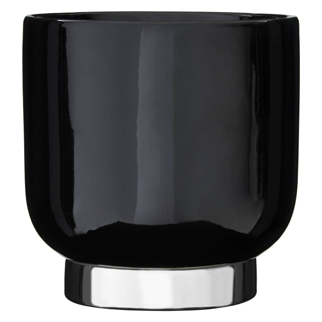 Premier Housewares Callie Black Small Planter With Silver Finish Base