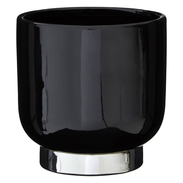 Premier Housewares Callie Black Small Planter With Silver Finish Base