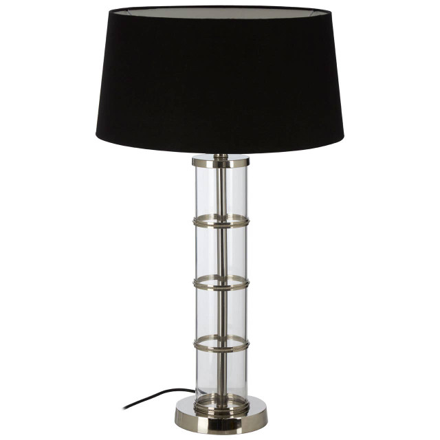 Premier Housewares Camile Clear Table Lamp With Black Shade