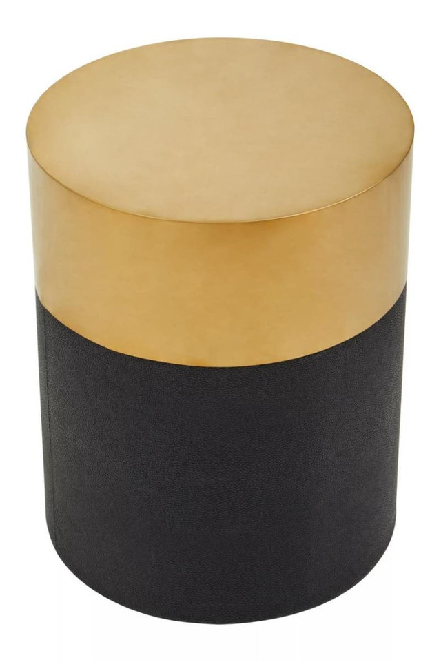 Premier Housewares Cardoba Round Black Shagreen Effect Side Table Or Stool