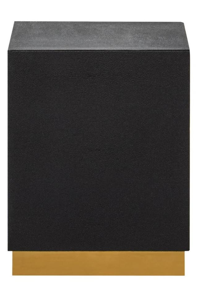 premier housewares Cardoba Square Black Shagreen Effect Side Table and Stool