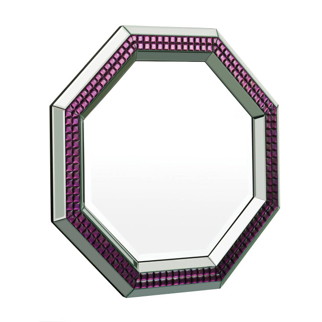 premier housewares Carlotta Purple and Mirrored Glass Octagonal Wall Mirror