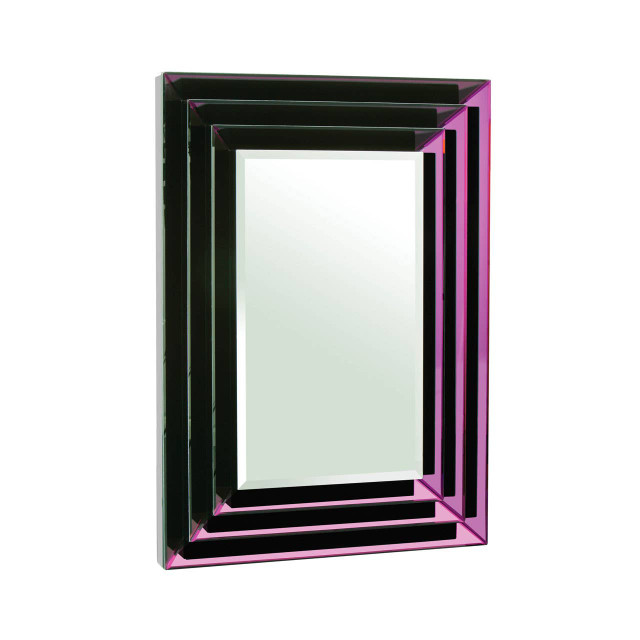 premier housewares Carlotta Purple Mirrored Bevelled Frame Wall Mirror