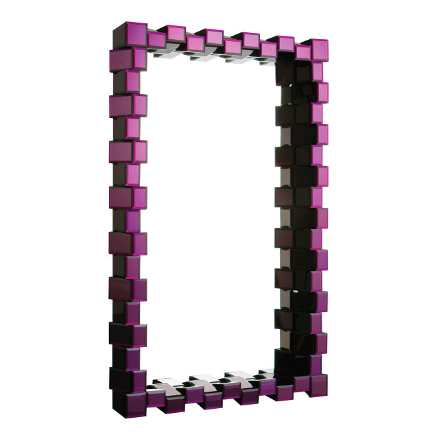 Premier Housewares Carlotta Purple Mirrored Box Frame Wall Mirror