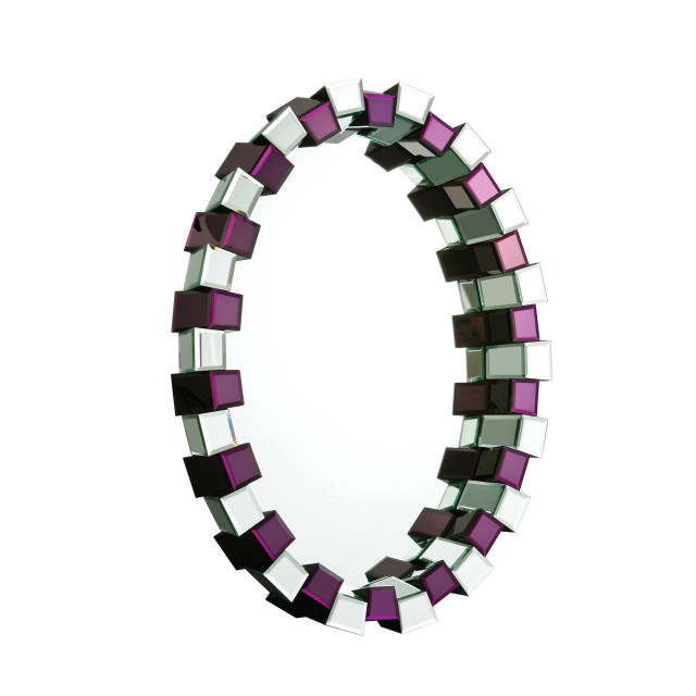 premier housewares Carlotta Purple Mirrored Glass Wall Mirror