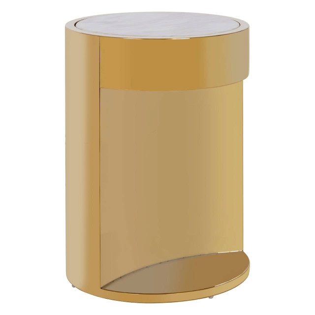 Premier Housewares Carlox Gold And Marble Effect Round Side Table