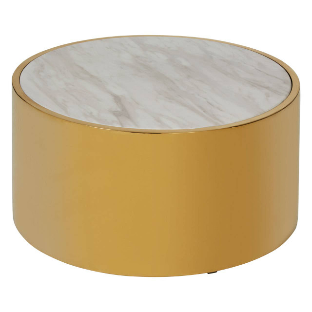 Premier Housewares Carlox Round Gold And Marble Effect Coffee Table