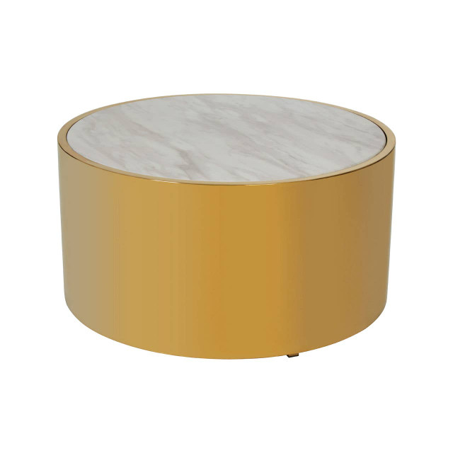 premier housewares Carlox Round Gold and Marble Effect Coffee Table