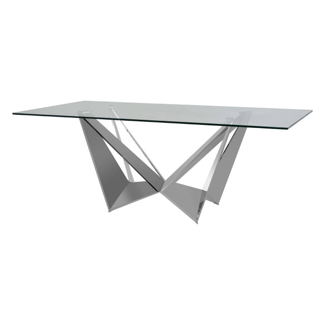 Premier Housewares Carlox Tempered Glass Dining Table With Chrome Legs