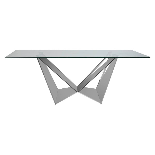 premier housewares Carlox Tempered Glass Dining Table with Chrome Legs