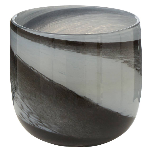 Premier Housewares Carra Grey And Black Glass Planter