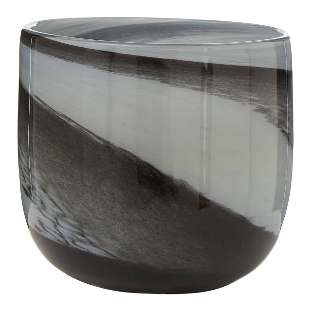 premier housewares Carra Grey and Black Glass Planter