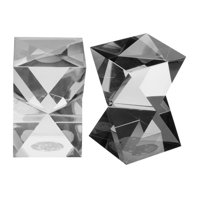 Premier Housewares Carrie Set Of 2 Crystal Geometric Bookends In Grey Finish