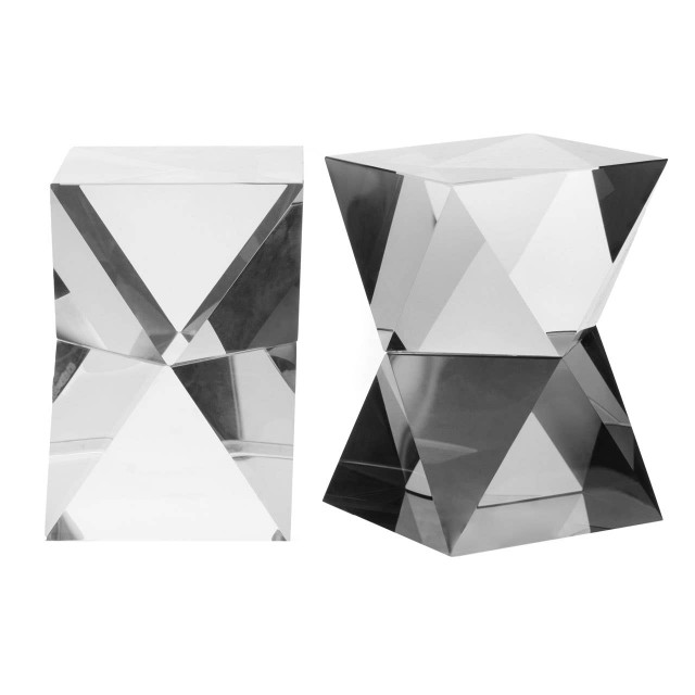 premier housewares Carrie Set Of 2 Crystal Geometric Bookends in Grey Finish
