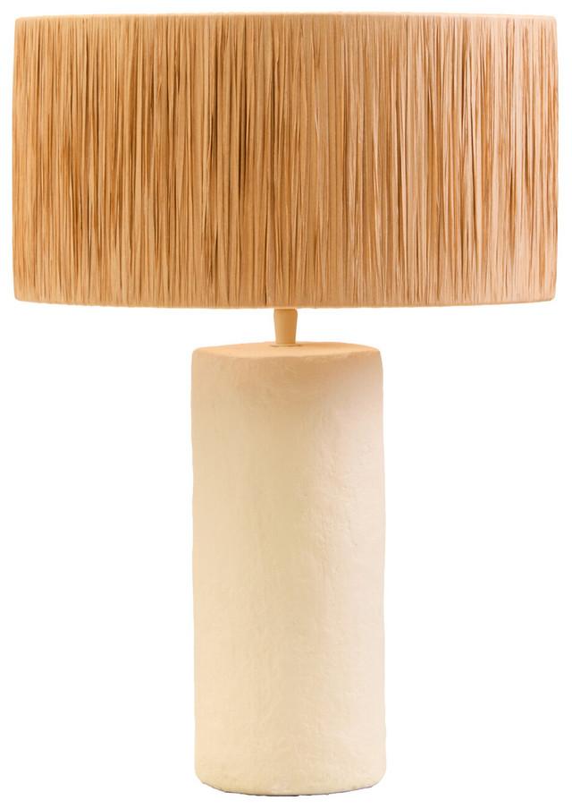 Premier Housewares Carta Natural Papier Mache Table Lamp With Natural Raffia Shade