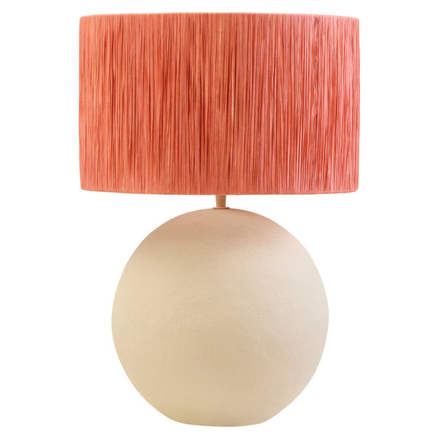 Premier Housewares Carta Natural Papier Mache Table Lamp With Rust Raffia Shade