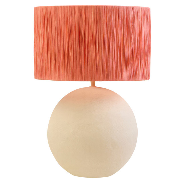 Premier Housewares Carta Natural Papier Mache Table Lamp With Rust Raffia Shade