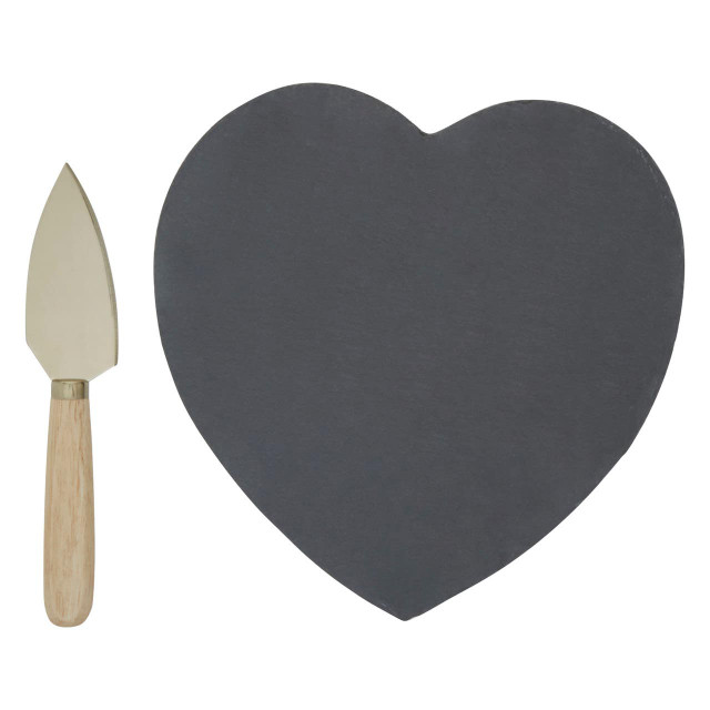 Premier Housewares Carter Heart Slate Cheese Board With Gold Knife