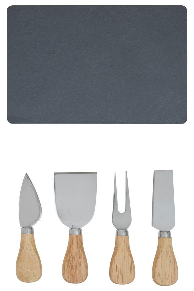 Premier Housewares Carter Slate Board And 4 Piece Cheese Knife Set