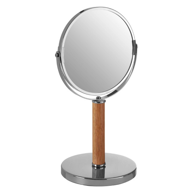 Premier Housewares Cassini Chrome And Rubberwood Table Mirror
