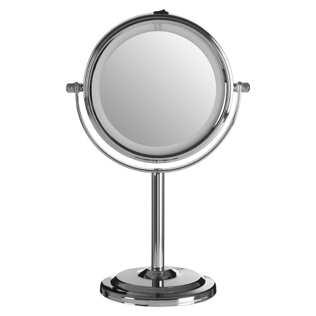 Premier Housewares Cassini Chrome Iron LED Table Mirror