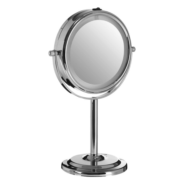 Premier Housewares Cassini Chrome Iron LED Table Mirror