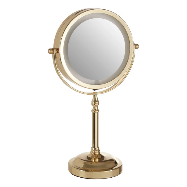 Premier Housewares Cassini Gold Colour Iron LED Table Mirror