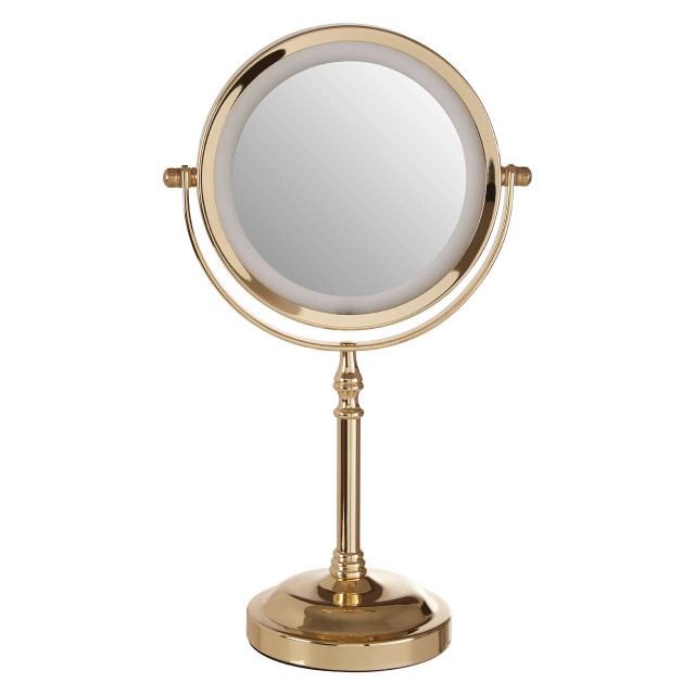 premier housewares Cassini Gold Colour Iron LED Table Mirror