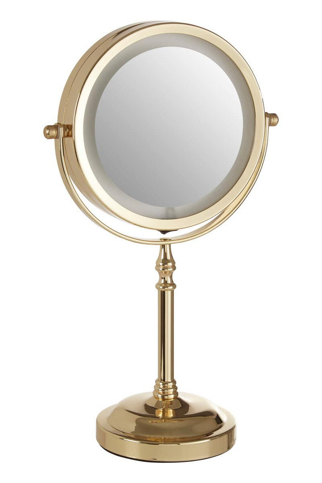 Premier Housewares Cassini Gold Finish LED Large Table Mirror