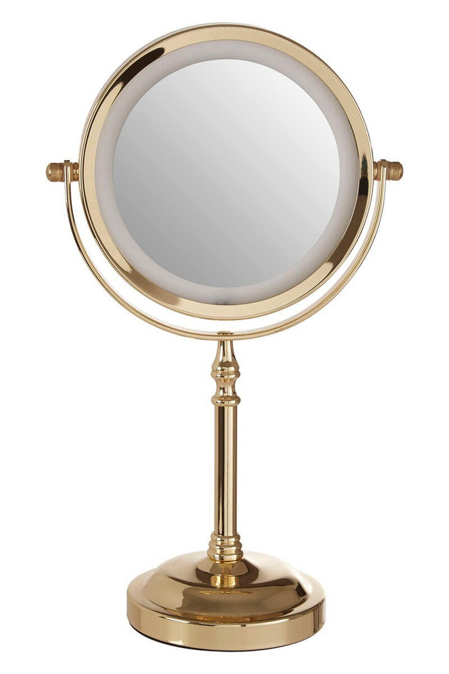 Premier Housewares Cassini Gold Finish LED Large Table Mirror