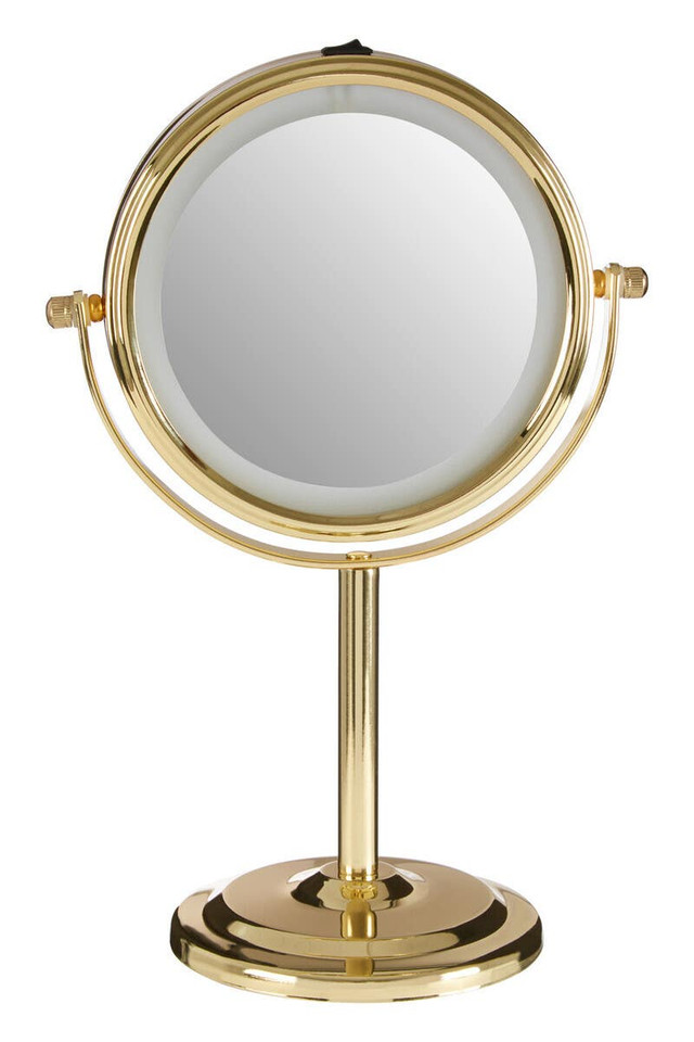 Premier Housewares Cassini Gold Finish LED Small Table Mirror