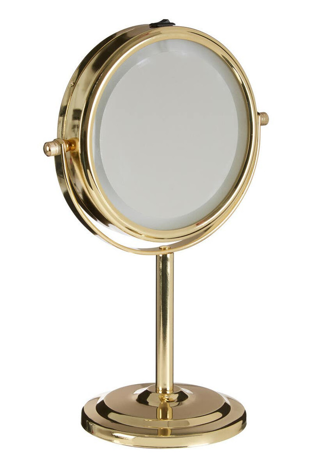 premier housewares Cassini Gold Finish LED Small Table Mirror