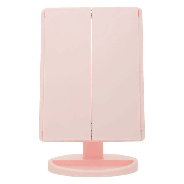Premier Housewares Cassini Tri Fold Illluminated Pink LED Table Mirror