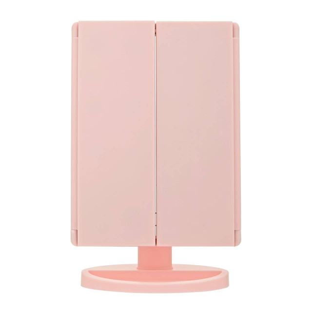 Premier Housewares Cassini Tri Fold Pink LED Table Mirror