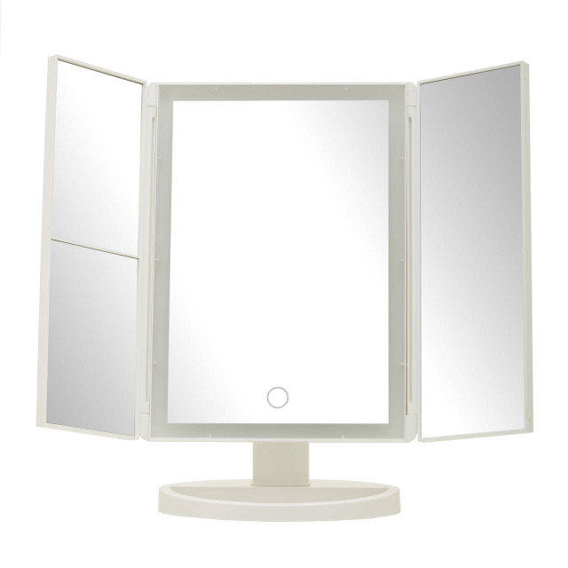 Premier Housewares Cassini Tri Fold White LED Table Mirror