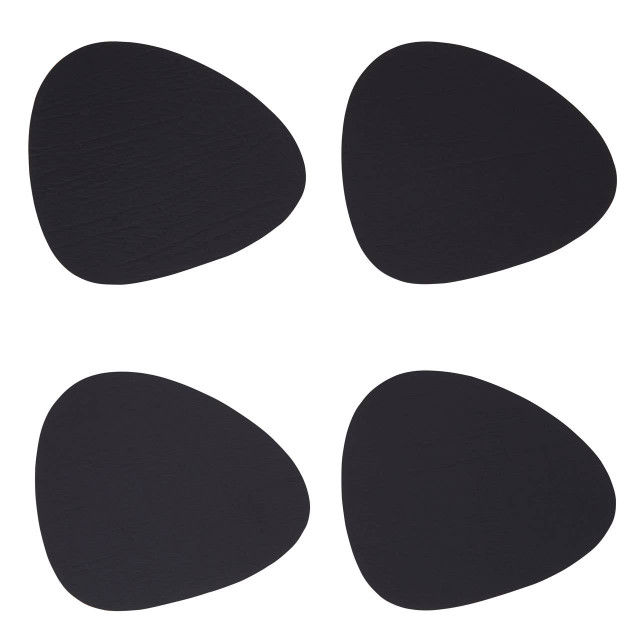 Premier Housewares Catlins 4Pc Pebble Black Leather Coasters