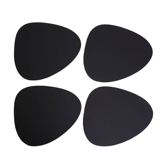 Premier Housewares Catlins Pebble 4Pc Black Leather Placemats