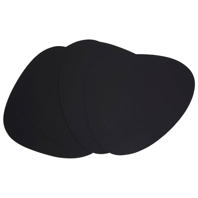 Premier Housewares Catlins Pebble 4Pc Black Leather Placemats
