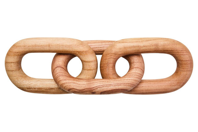 Premier Housewares Cato Natural Wood 3 Link Chain Decor