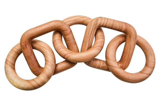 premier housewares Cato Natural Wood Five Link Chain Decor