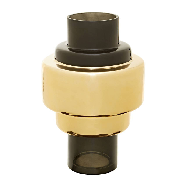 Premier Housewares Cayden Small Smoked Black And Gold Vase