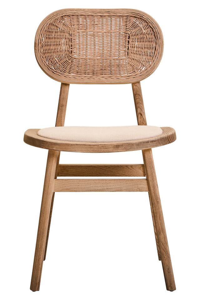 Premier Housewares Cebu Beige Fabric And Grey Wash Elm Wood Dining Chair