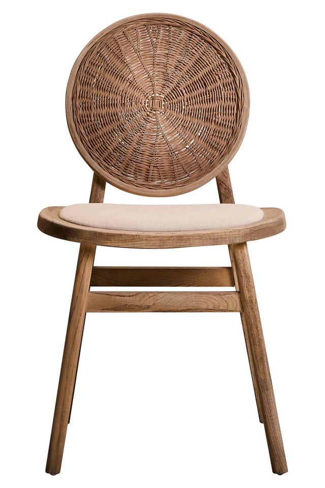 Premier Housewares Cebu Beige Fabric And White Wash Elm Wood Dining Chair