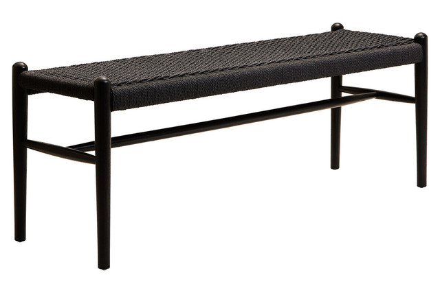 Premier Housewares Cebu Black Rope And Elm Wood Bench