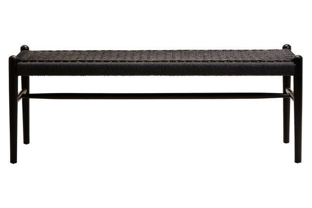 Premier Housewares Cebu Black Rope And Elm Wood Bench