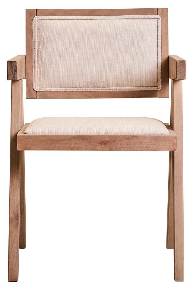 Premier Housewares Cebu Ivory Fabric And Grey Wash Beech Wood Dining Chair