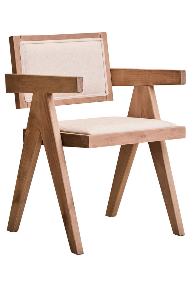 premier housewares Cebu Ivory Fabric and Grey Wash Beech Wood Dining Chair