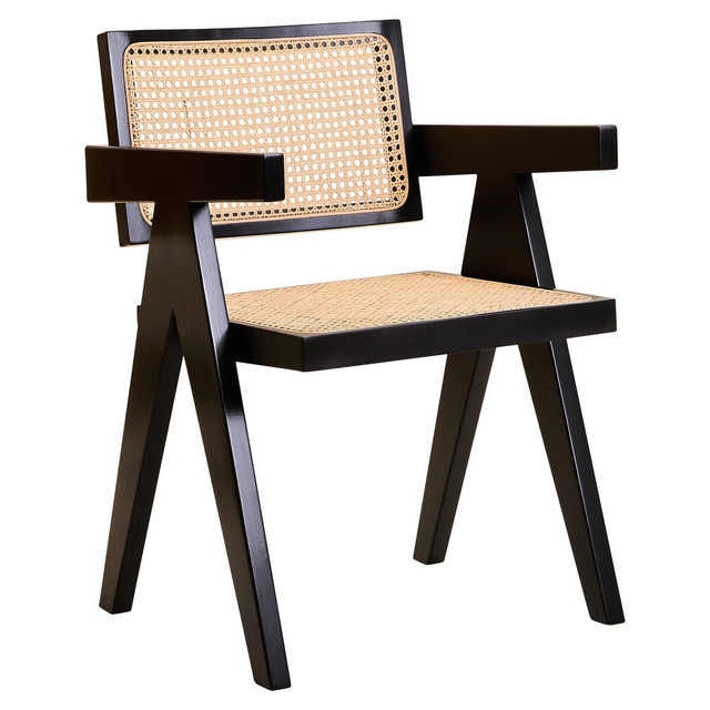 Premier Housewares Cebu Natural Cane And Black Beech Wood Dining Chair